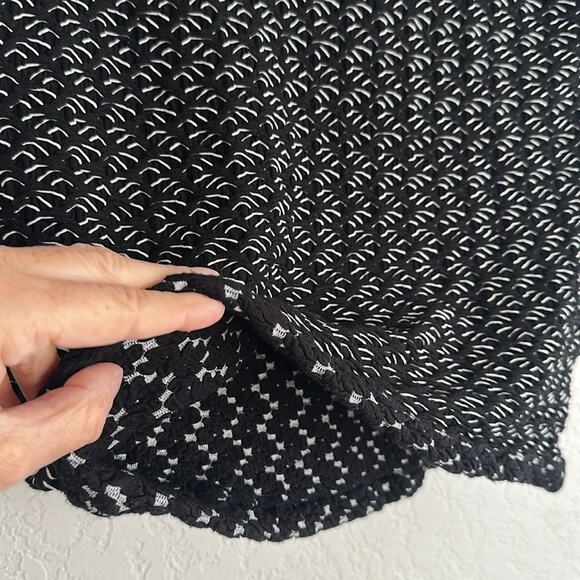 Anthropologie Postage Stamp Black Braided Knit Sweater Cap Sleeve Rayon Stretch - Picture 3 of 5
